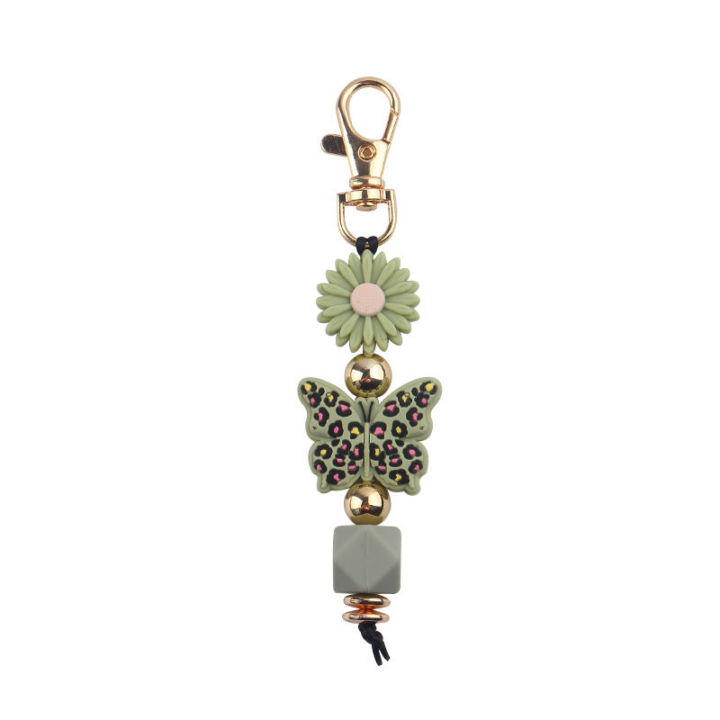Wholesale Cartoon Colorful Butterfly Silicone Beaded Lanyard Keychain